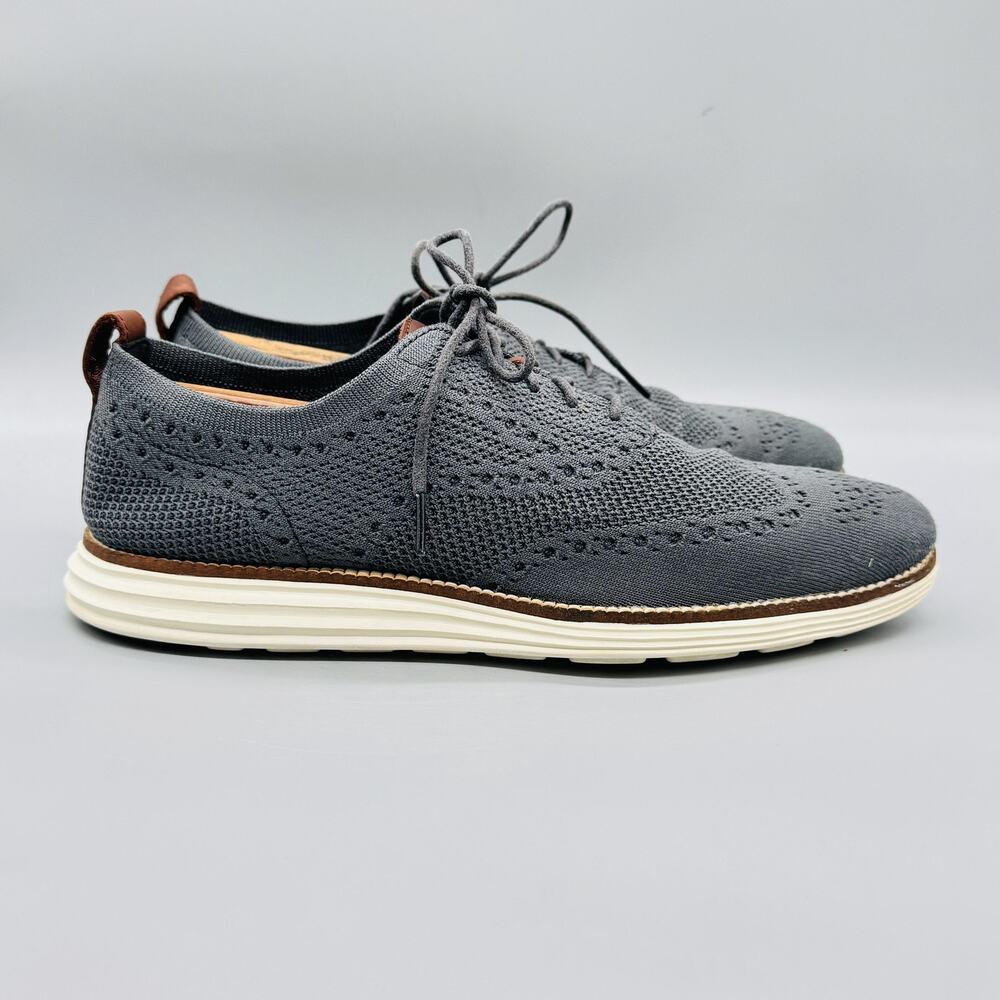 Cole Haan Shoes Mens 10.5 Gray Knit OriginalGrand Stitchlite Wingtip Oxford